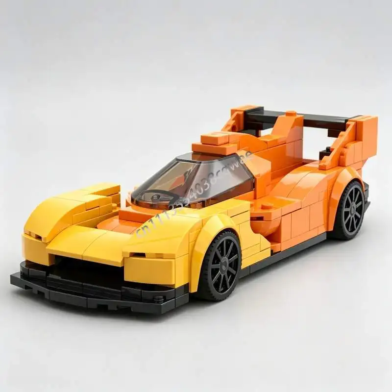 248 PCS Yellow Hypercar Supercar Model MOC Custom Puzzle DIY Assembly Building Blocks Toy Collection Display Educational Gifts