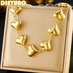 DIEYURO 316L Stainless Steel Golden Minimalist Fashion Hollow Heart Shape Earrings For Women Girl Trend New Earing Jewelry Gift