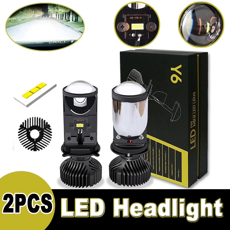 AILEO Canbus LED 미니 프로젝터 렌즈, 자동차 전구 변환 키트, Hi/Lo 빔 헤드라이트, 12V 24V RHD LHD, 램프 H4, 90W/쌍, 20000LM 