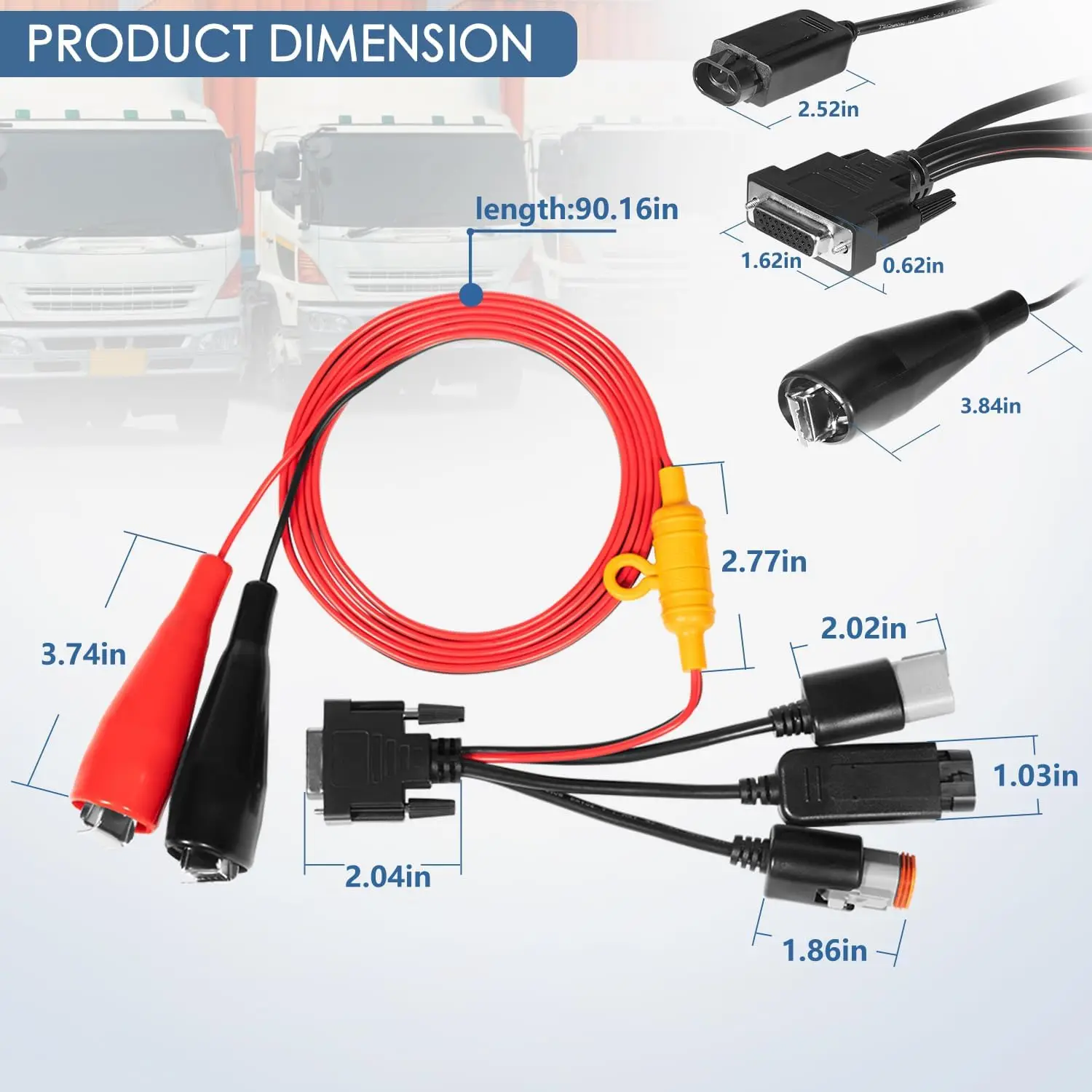 3-Pin Diagnostic Adapter Cable for Nexiq USB Link 2/3, Fits Cummins Engines with 2/3 Pin Connector