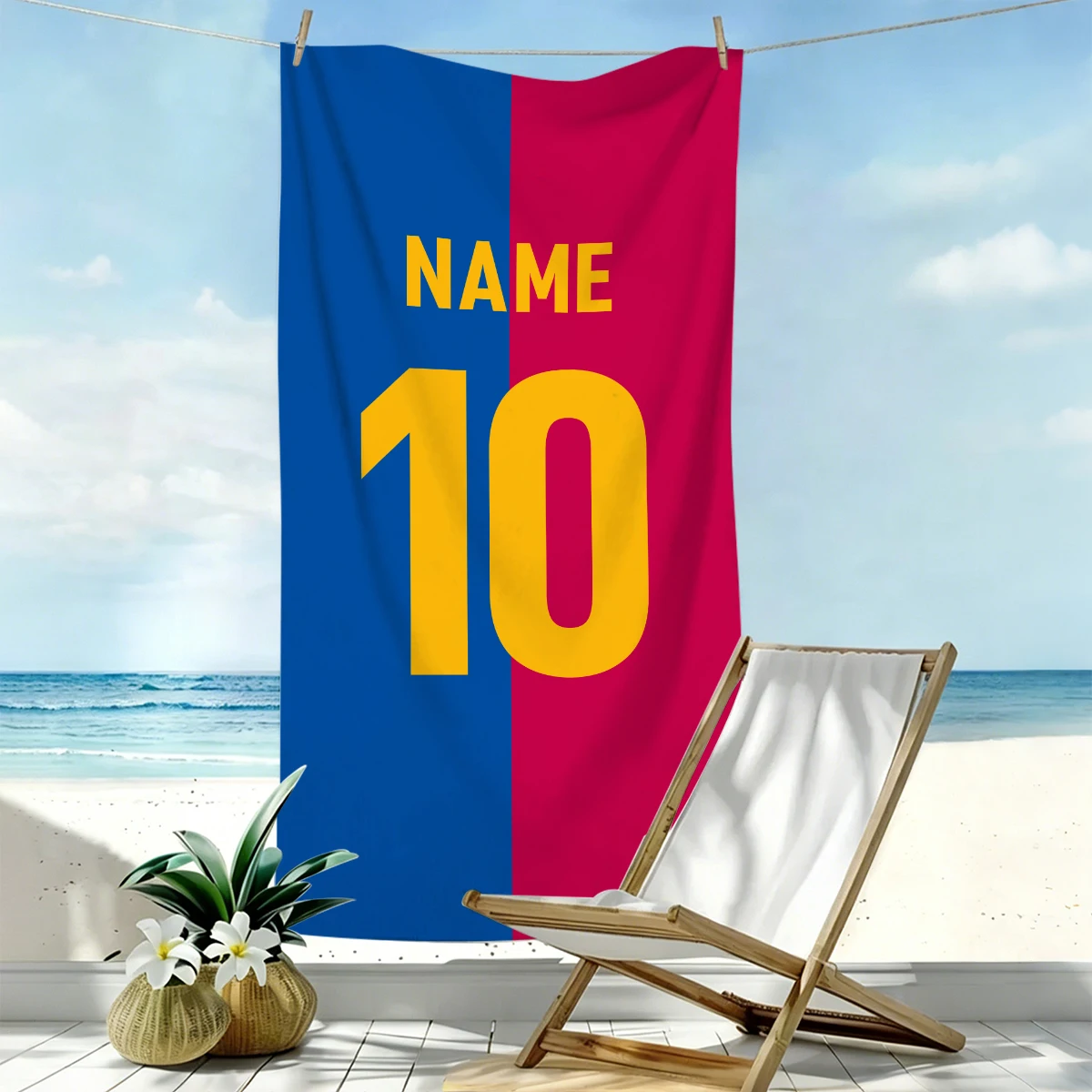 1pc Customized beach towels featuring photos of football stars, personalized team logos, player IDs, names, and photos view 4
