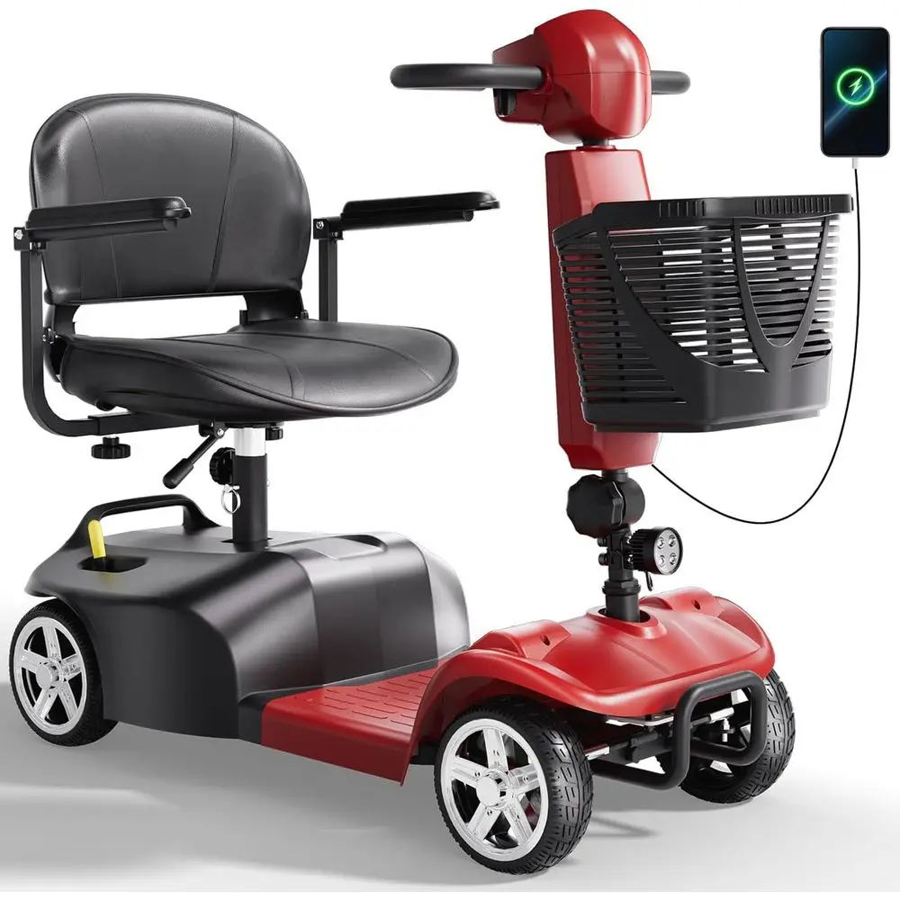 سكوتر متحرك مدمج قابل للطي لكبار السن، كرسي متحرك كهربائي خفيف الوزن بأربعة عجلات، سكوتر سفر محمول قابل للطي مع البحر #1