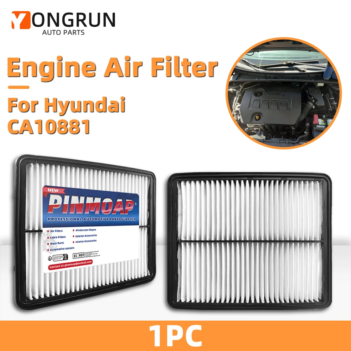 Auto-Motorluftfilter CA10881 Passend für Hyundai Azera Santa Fe Sonata Hybrid KIA Optima Cadenza Sorento, 28113-2P100, 28113-3S100 – Detail 1