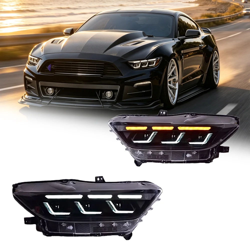 

Автомобильные фары для Ford Mustang 2015-2022, светодиодные автомобильные лампы, дневные ходовые огни, динамические указатели поворота, автомобильные аксессуары