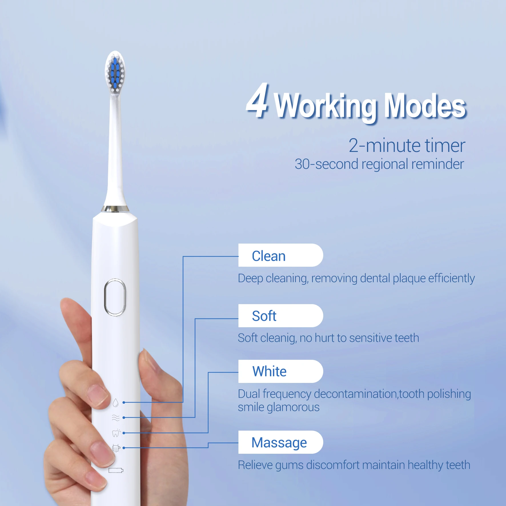 Electric Toothbrush Rotation Clean Teeth Adult Kid Teeth Brush Sonic Electric Tooth Brush With 7 Extra Replacement Heads