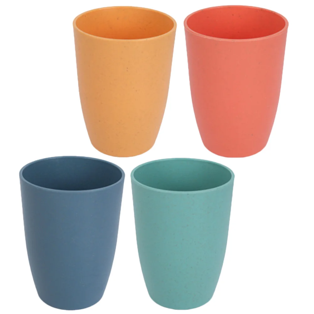 

4Pcs Plastic Mouthwash Cups Large Belly Water Cup Bright Color Sturdy Non-Burr Design for Bathroom Home Dorm Adult Use