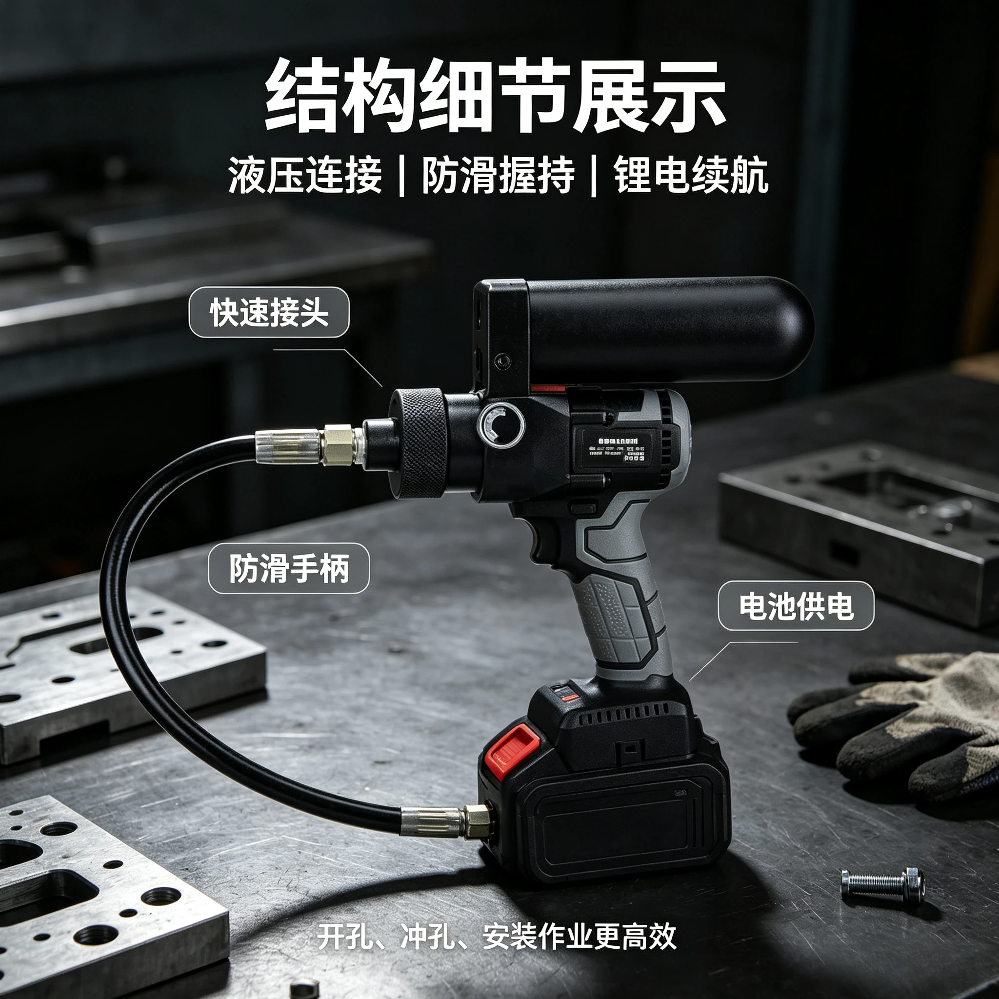 SL‑240S lithium‑powered hydraulic pump supplies steady 70‑MPa high‑pressure power for assorted split‑type hydraulic tools.