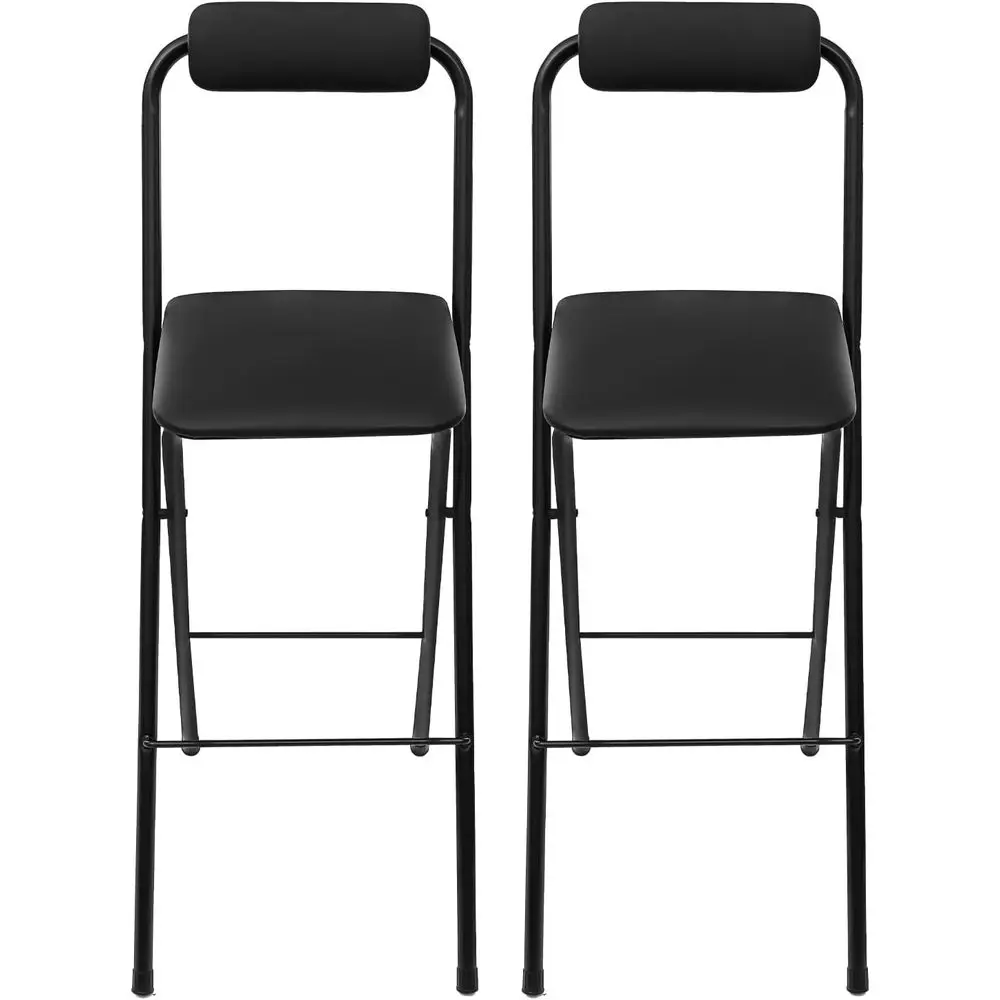 

2-Pack Cushioned Counter Height Bar Stools with Backrest, 29.53in Tall, Portable Kitchen Bar Chairs in Black