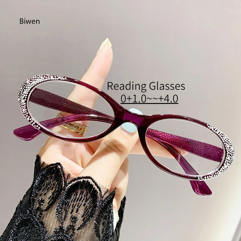 Personalized High Definition Reading Eyewear Small Frame Diamond Inlaid Glasses Anti Blue Light Youthful Presbyopia Glasses