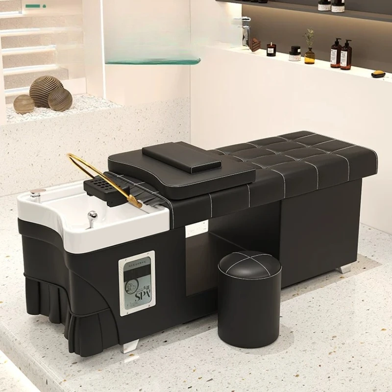 Washing Shampoo Bed Reclining multi-functional Hairdresser Shampoo Bed European Style Massager meubles de salon Barber Furniture