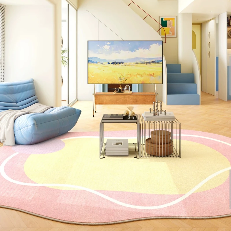 Ins Modern Minimalist Style Living Room Irregular Carpet Decoration Bedroom Washable Non-slip Bedside Mat Soft Fluffy Home Rug