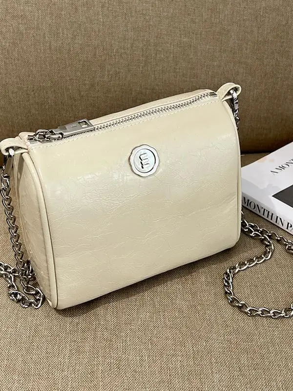 

Crossbody Ute Pure Color Leather Women's Bag Briti Sle Soft Square Bag Chain Handle Casual Leisure oulder Bag