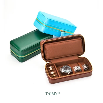 صندوق مجوهرات فاخر من جلد البولي يوريثان، خاتم سفر محمول، قلادة ساعة، حقيبة تخزين، منظم مجوهرات، هدايا مناسبة لصديقك