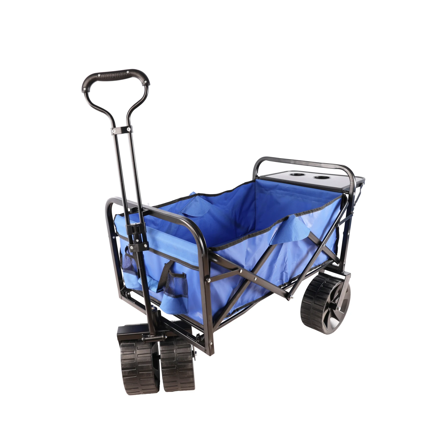 Folding Wagon Beach Cart Garden Shopping Blue Outdoor Transport Utility