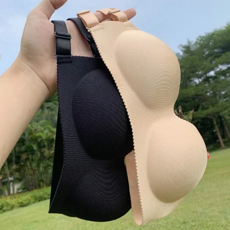 Women Sexy Backless Invisible Bra Push Up Lingerie Seamless Brassiere Black Strapless Bandeau No Sewing Solid Strapless Bra