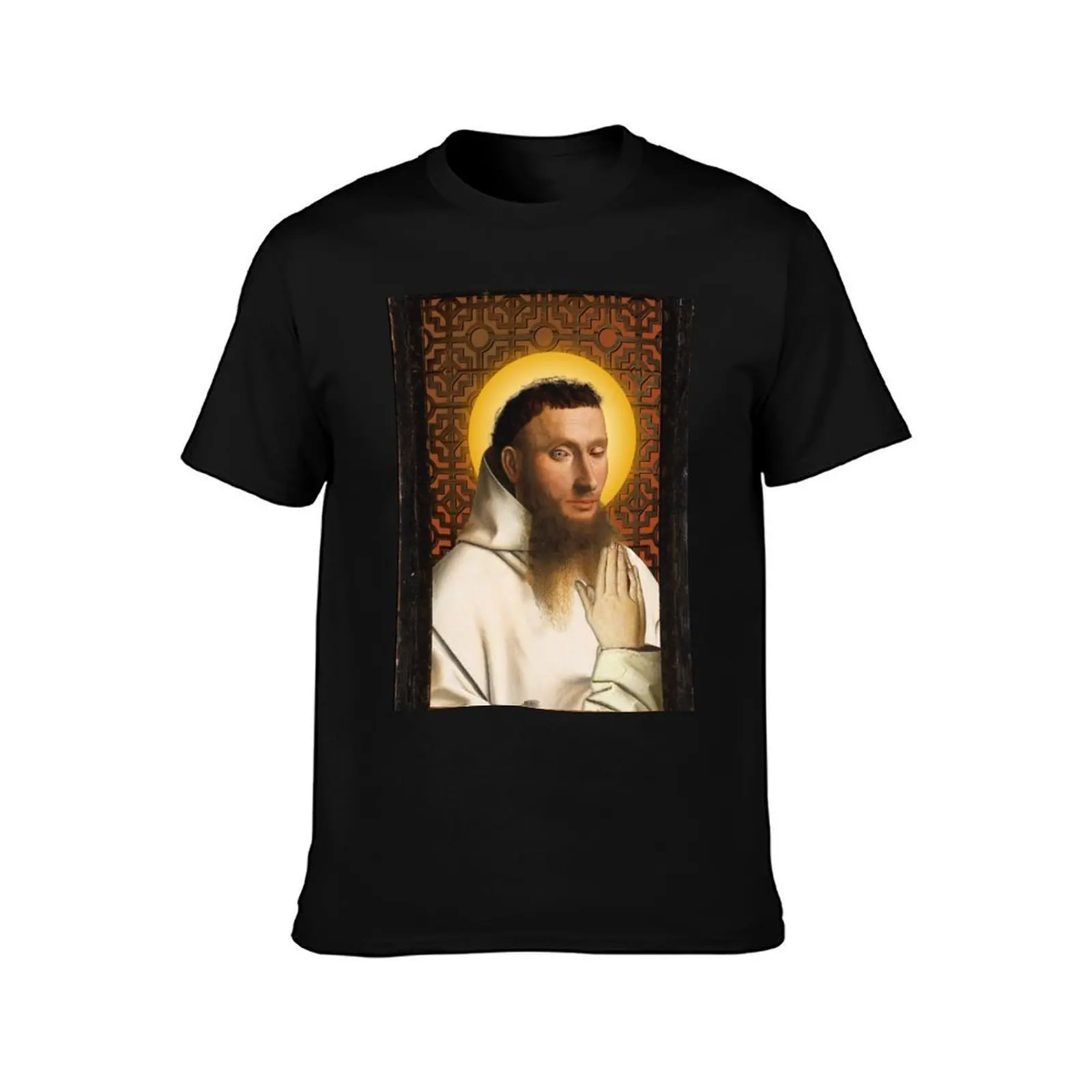 The Winking Monk T-Shirt, Summer Casual Cotton Tee, Oversized Streetwear Tops, Vintage Graphic Print, Loose Fit Short Sleeve