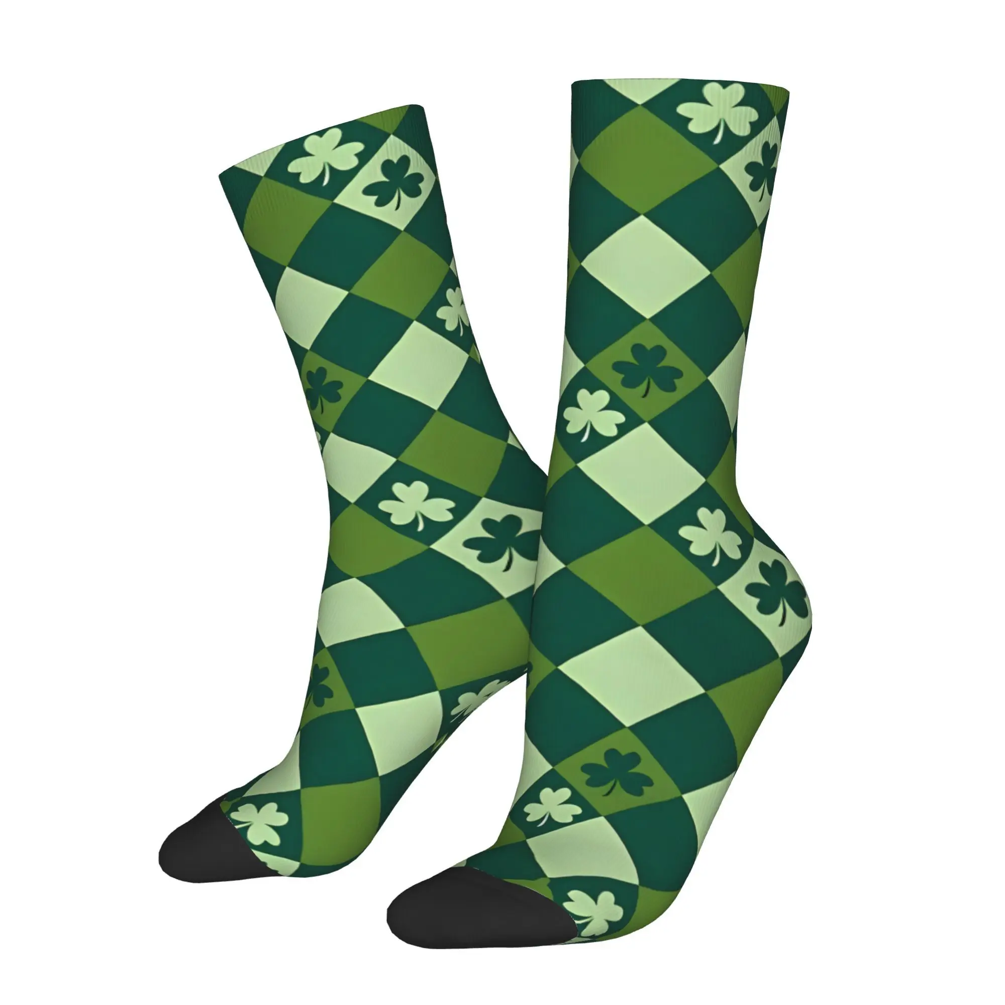 

Saint Patrick Day Green Shamrock Leaves Sock Printed Man Polyester Fashion