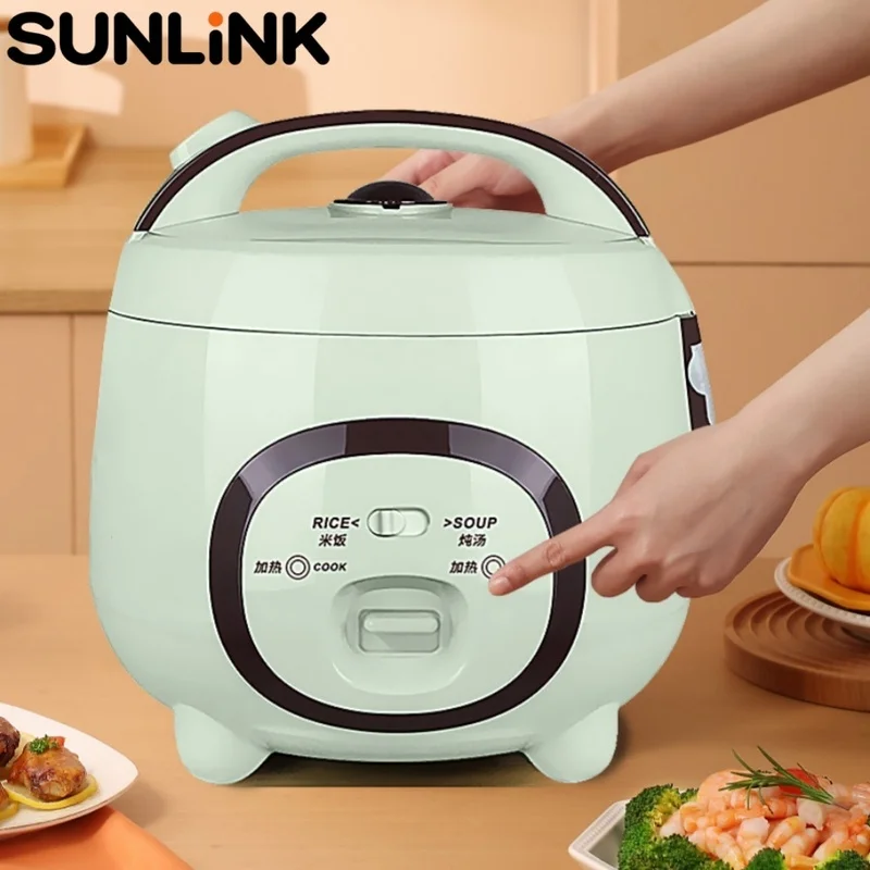 1pc 110V Mini Electric Rice Cooker 1.8L Multifunctional Non-stick Inner Pot for Cooking Soup Porridge Portable Home Dorm Kitchen