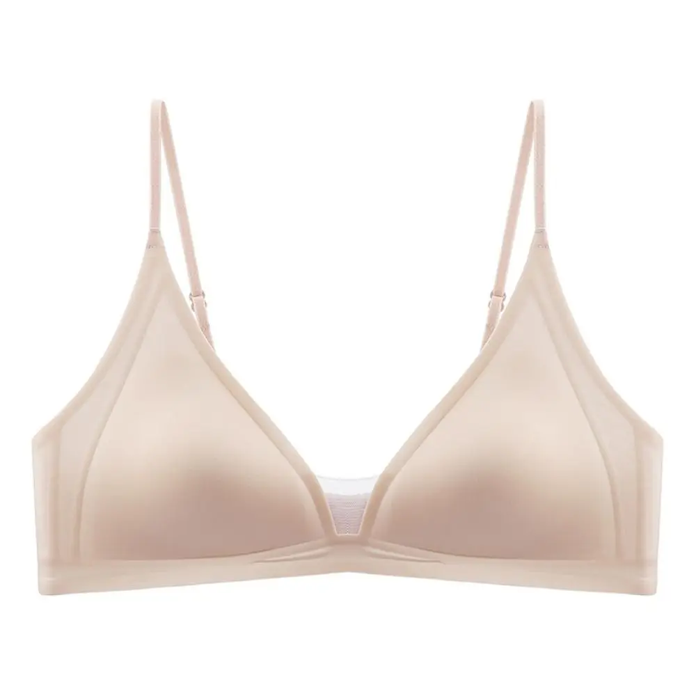 Dünner Satin-BH ohne Bügel mit tiefem V-Ausschnitt, stoßfest, eng anliegender BH für Frauen, formt die Brüste, nahtlos, spurlos, für Sport und Laufen geeignet. – Detail 16