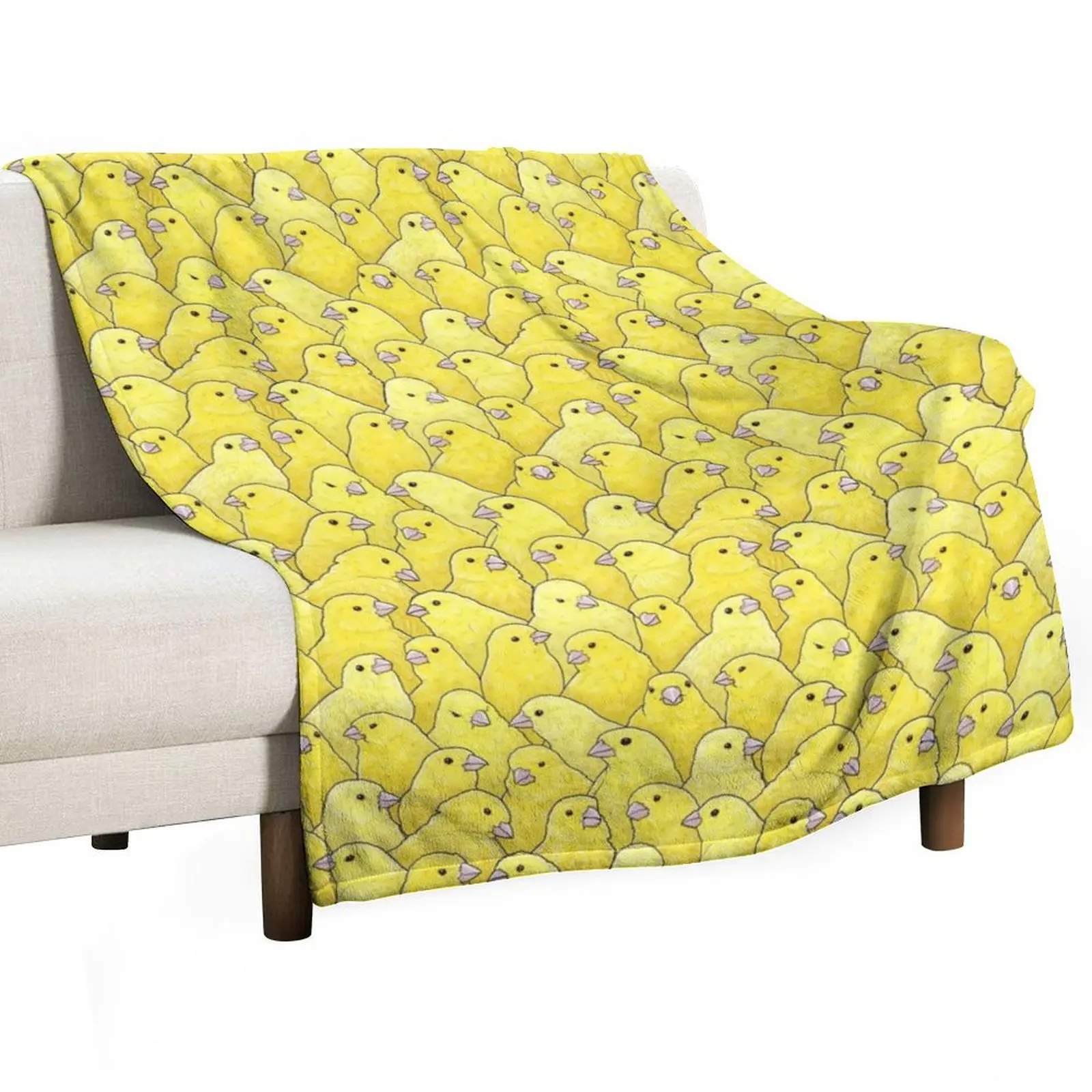 Yellow Canary Pattern Throw Blanket Bed linens Large Blankets