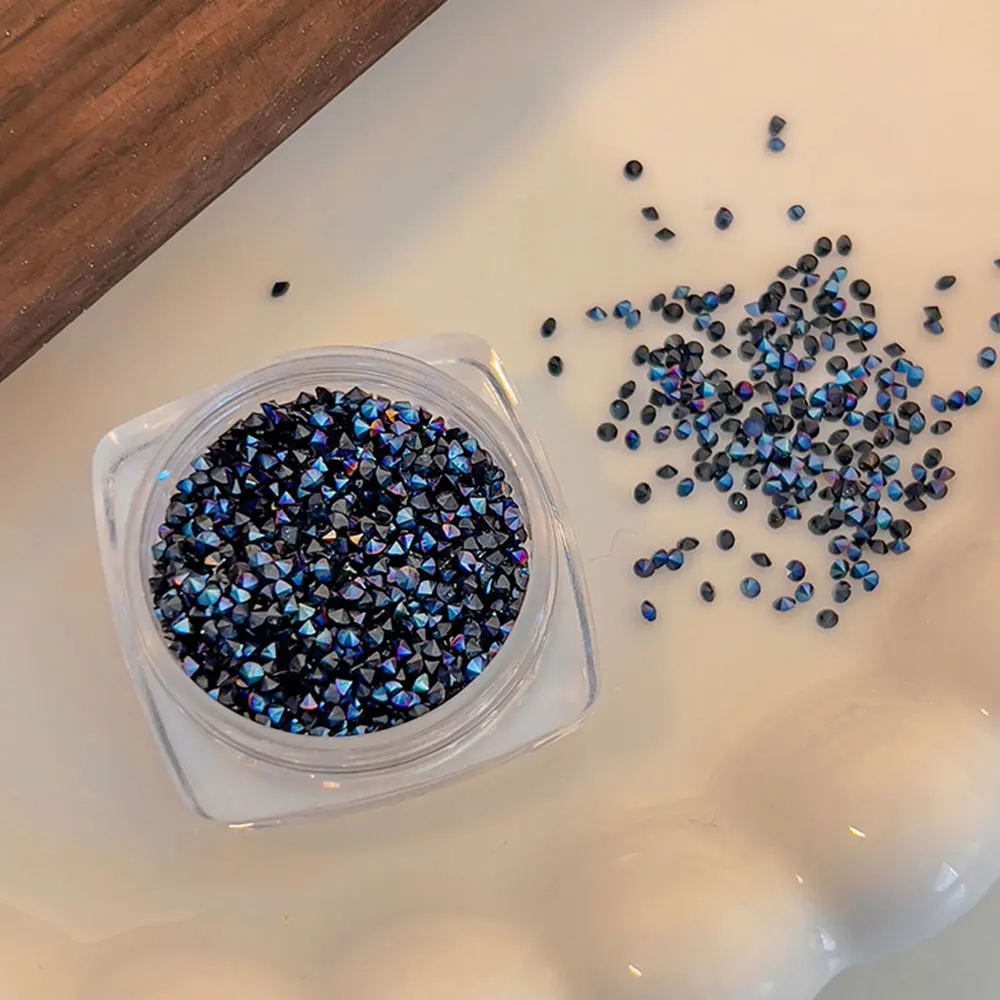 1box Royal Blue Dual Pointed Back Cubic Nail Diamond Rhinestones 6mm Crystal Gem Beads Nail Charms Faceted Glass Nail Decoration