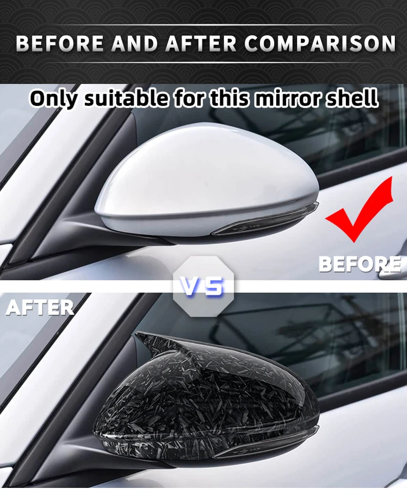 2 Stück Seitenspiegel-Gehäuseabdeckung aus Kohlefaser für Alfa Romeo Stelvio Giulia 2017-2022, glänzend schwarz – Detail 3