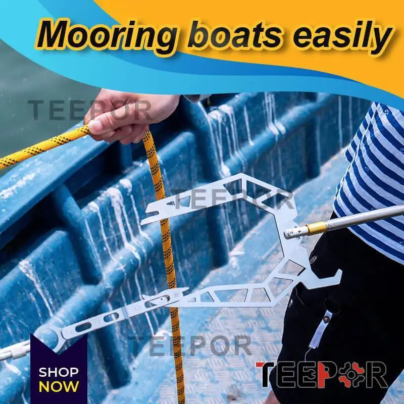 Multifunctional Telescoping Dock Boat Hook Rope Dock Line Mooring Rope Boat Line Mooring Rope Threader