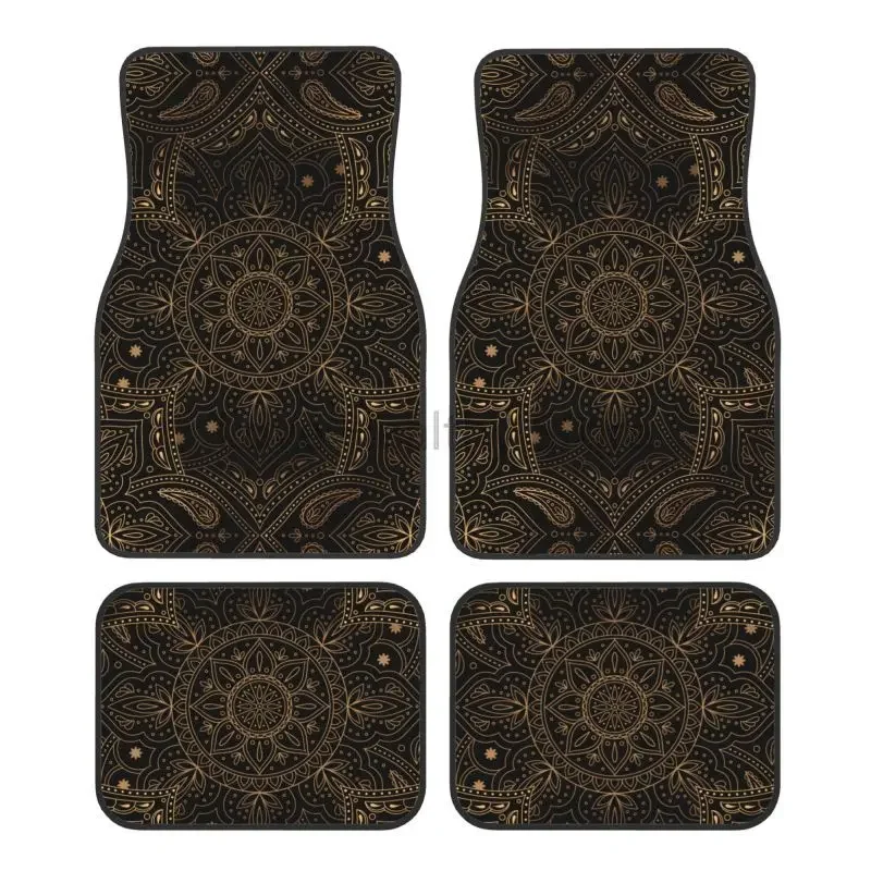 Oriental Mandala Royal Retro Floral Car Floor Mats Set of 4 Vehicle Front and Rear Non-Slip Foot Mats Auto Accessories Decor