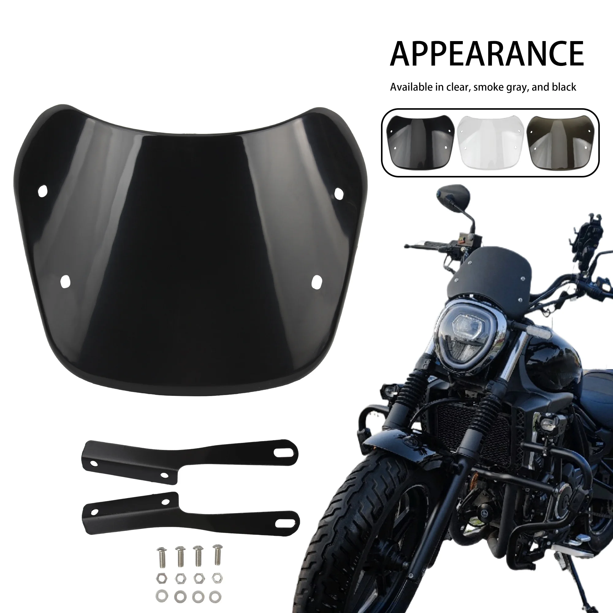 

Universal 5"-7" Motorcycle Windshield Wind Deflector Windscreen With Mount Bracket Fit For Harley Triumph Cruiser Cafe Racer