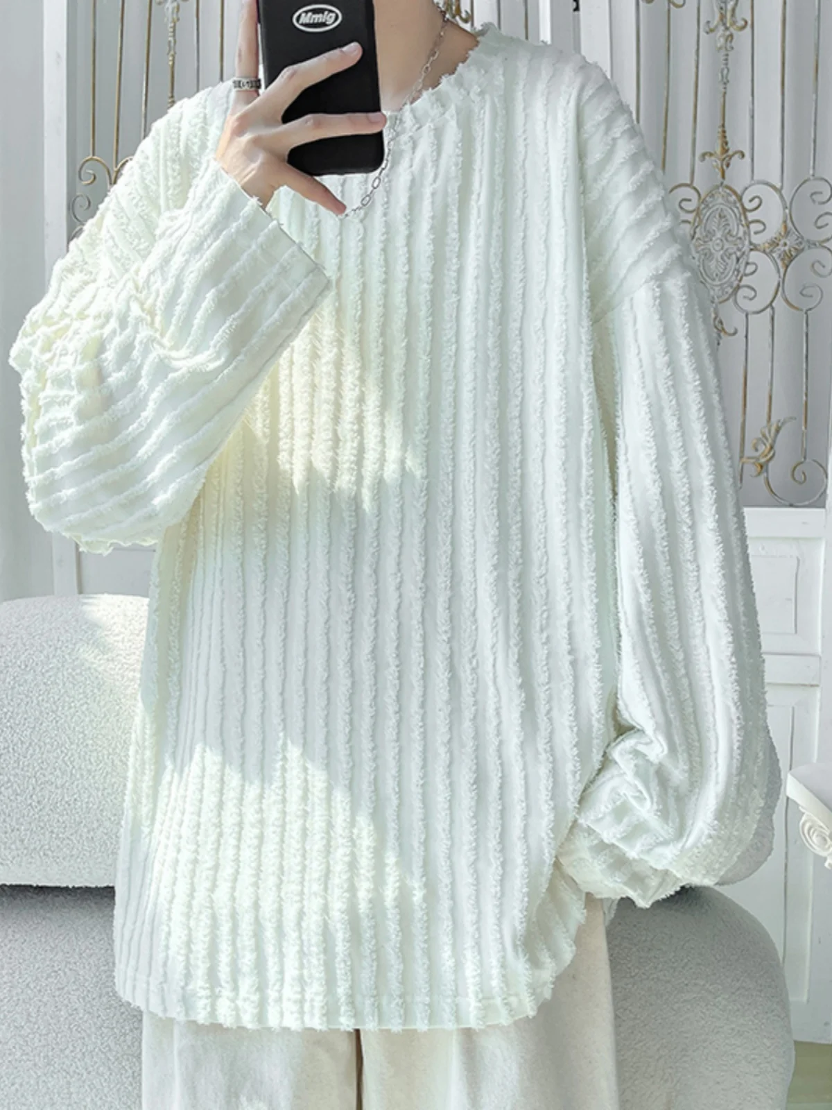 

Pure Color Teenage Long Sve round Ne Base irt Men's Autumn Winter Faion Brand Sweatirt Loose Fit Youth Trend