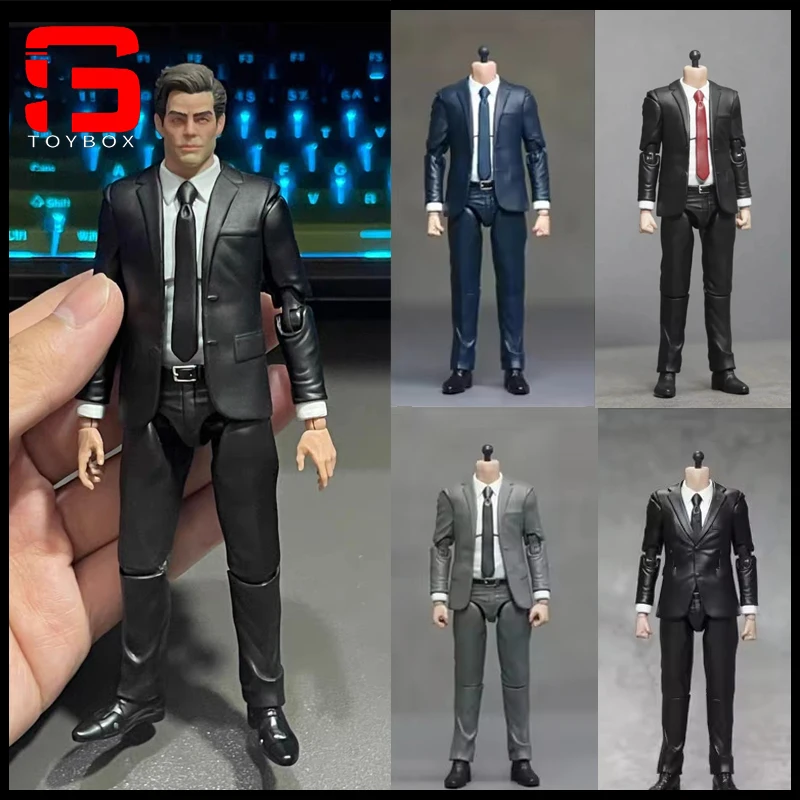 

Manipple Studio 1/12 Gray Black Blue Suit White Shirt Body Action Figure With Hands Model Fit 6" Manipple Studio SHF MAFEX Head