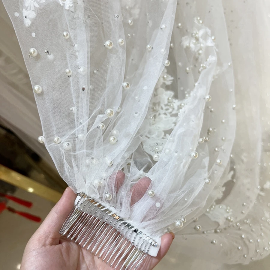 Soft Tulle Véu Marfim para Noiva, Lace Apliques, Acessórios De Noiva, Véu De Casamento, Nova Chegada