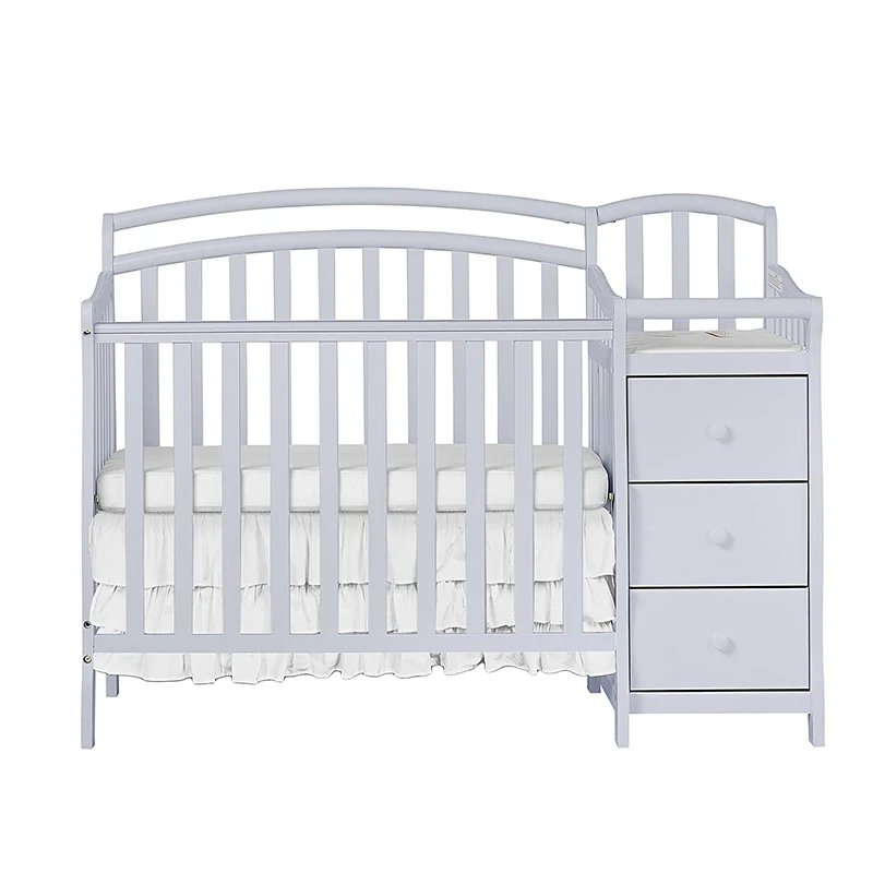 Recently newly design wooden baby cute crib with storage drawers for new born girls