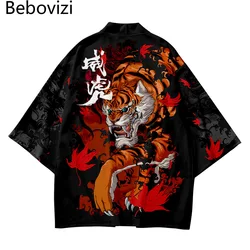 Kimono Streetwear Men Women Cardigan Cosplay Haori Yukata Harajuku Tops Robe Plus Size 5XL 6XL Tiger Print Beach Japanese Style