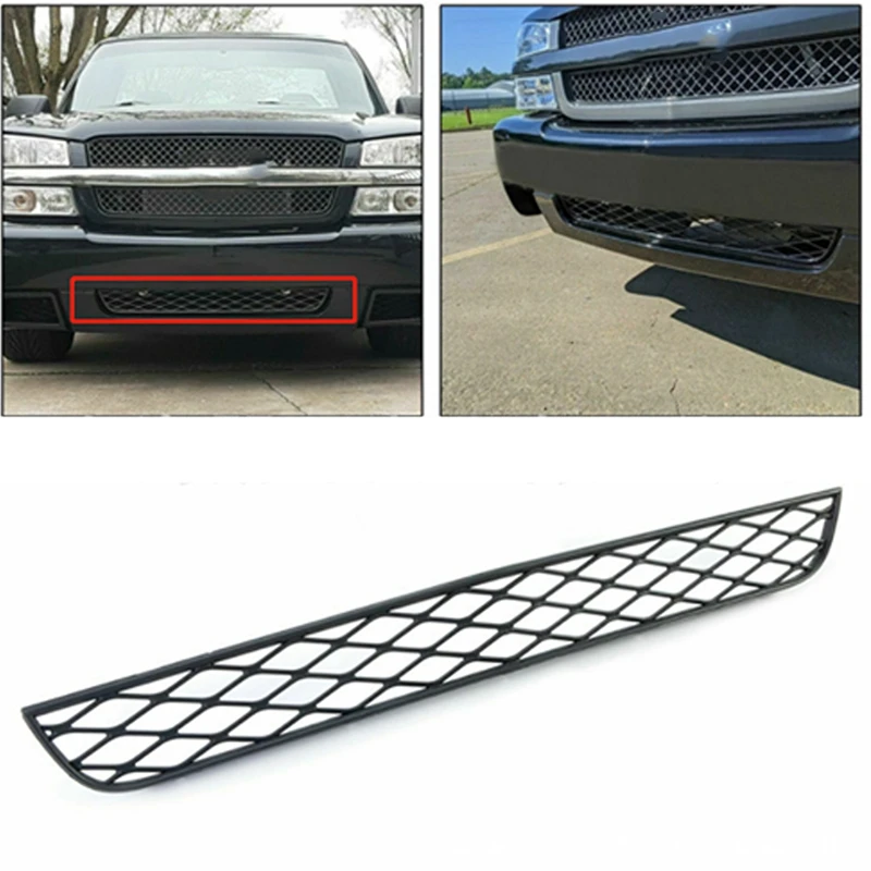 NEW-Car Front Lower Bumper Middle Net For Chevy Silverado 1500 2013-2016 Anti Dust Inner Vent Grille Cover Dark Grey