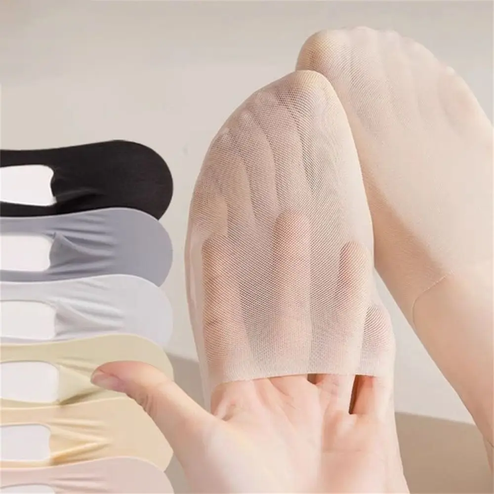 1 คู่สบายๆบาง Breathable ถุงเท้าเรือ Traceless ถุงเท้าข้อเท้าลื่นปากตื้นสีทึบถุงเท้าตาข่ายสําหรับผู้หญิงหญิง