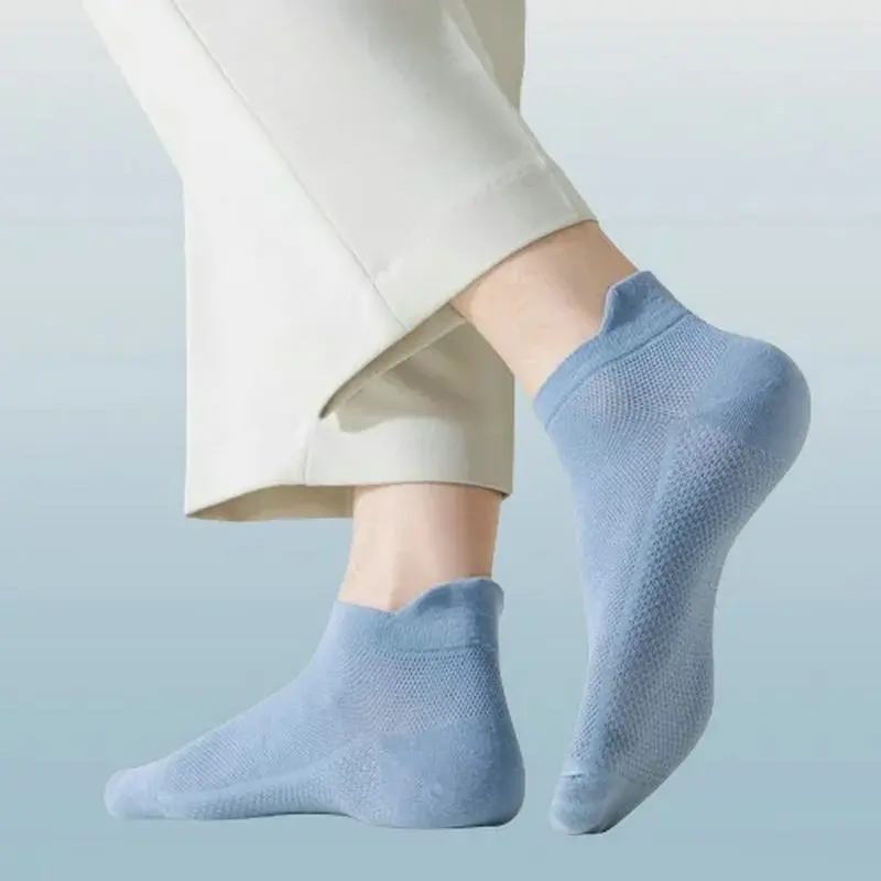 Calcetines de algodón de Color sólido, medias transpirables antipelusas para la oreja, medias náuticas de malla, medias bajas de moda, 5/10 pares, novedad de 2024