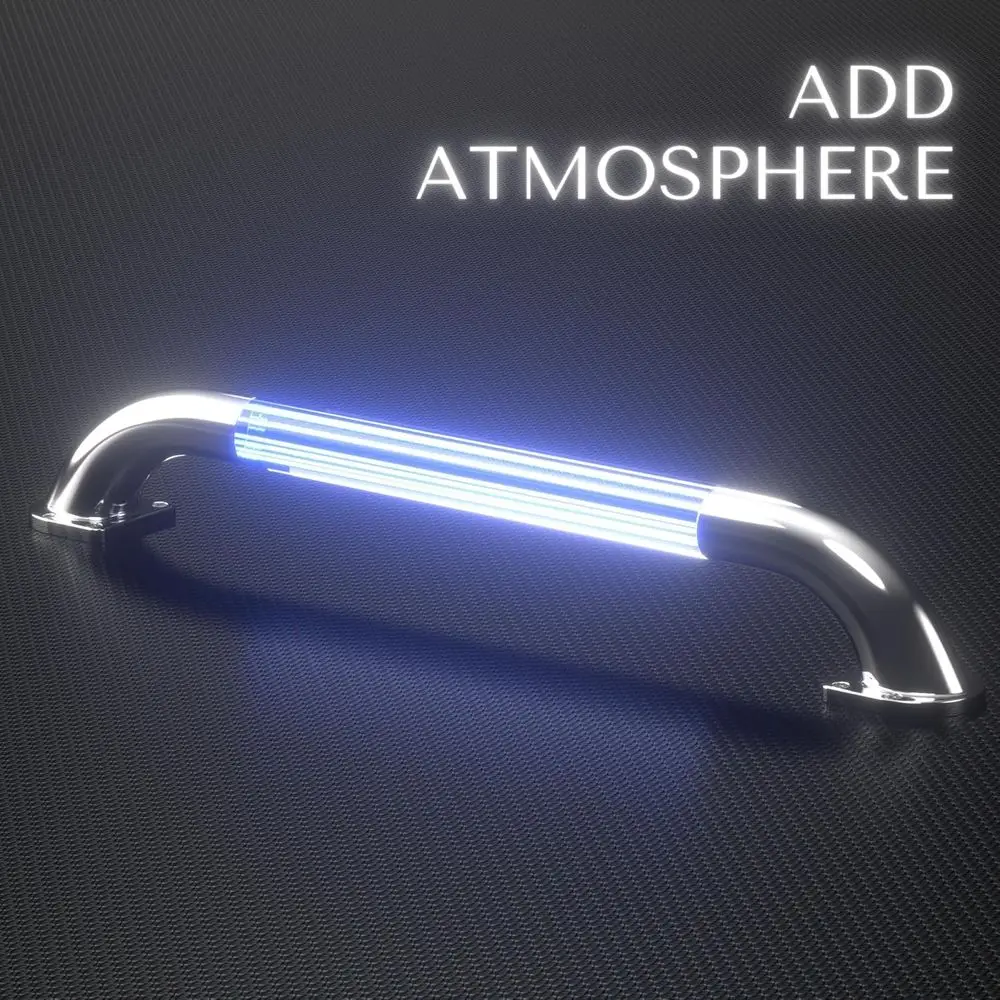 مقبض باب RV LED أزرق، مقبض باب RV للتخييم مقاس 18 بوصة، بديل درابزين مصقول للمرآة لليخوت البحرية