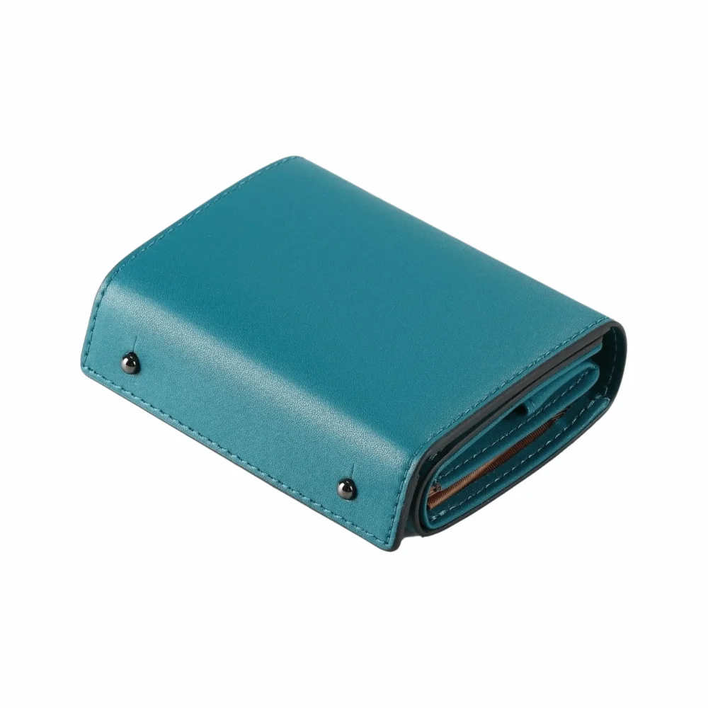 PU Leather Business Short Wallet Snap Closure Solid Color Tri-fold Card Holder Ultra-Thin Design Multi-slot Design Coin Purse