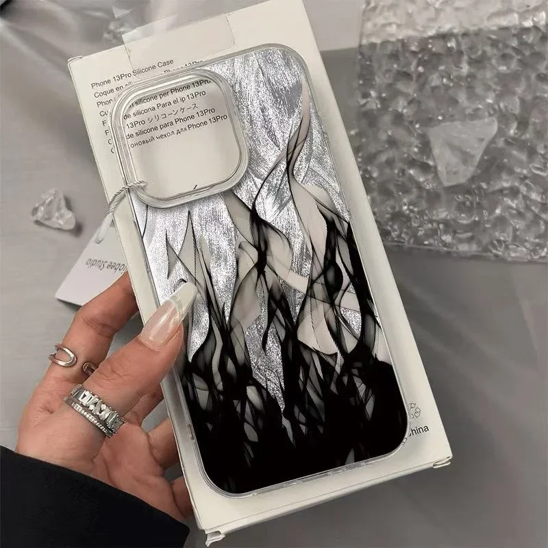 Case for Xiaomi Mi 14T Pro 11 Lite 5g Ne Fire Flame Phone Cover for Poco M6 X6 X5 X3 Pro Silver Plated Phone Case Boy Girl Gift