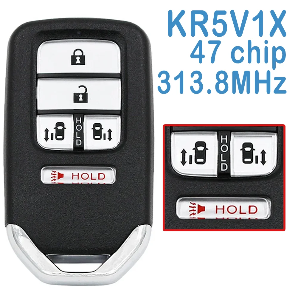 

2 Pcs/lot KR5V1X Auto Smart Remote 4+1B 313.8MHz 72147-TK8-A81 ID47 Chip Replace Car Key Fob For Honda Odyssey 2014-2017