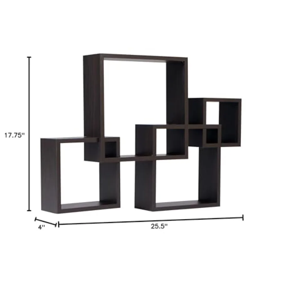 BR1023ES Decorative Wall Mount Floating Intersecting Cube Accent Wall Shelf
