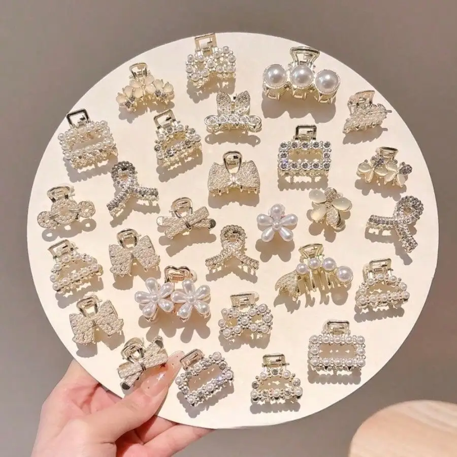 

10 шт. Золотистые заколки-крабы для волос с искусственным жемчугом и стразами, с сильной фиксацией, женские аксессуары для волос