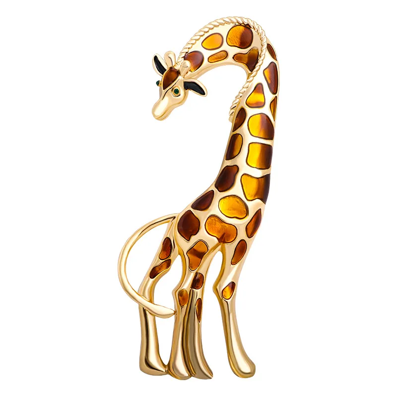 2022 New Enamel Giraffe Brooch for Women Vivid Animal Design Brooch Pin Luxury High Quality Accessories Casual Brooch Pins Gifts
