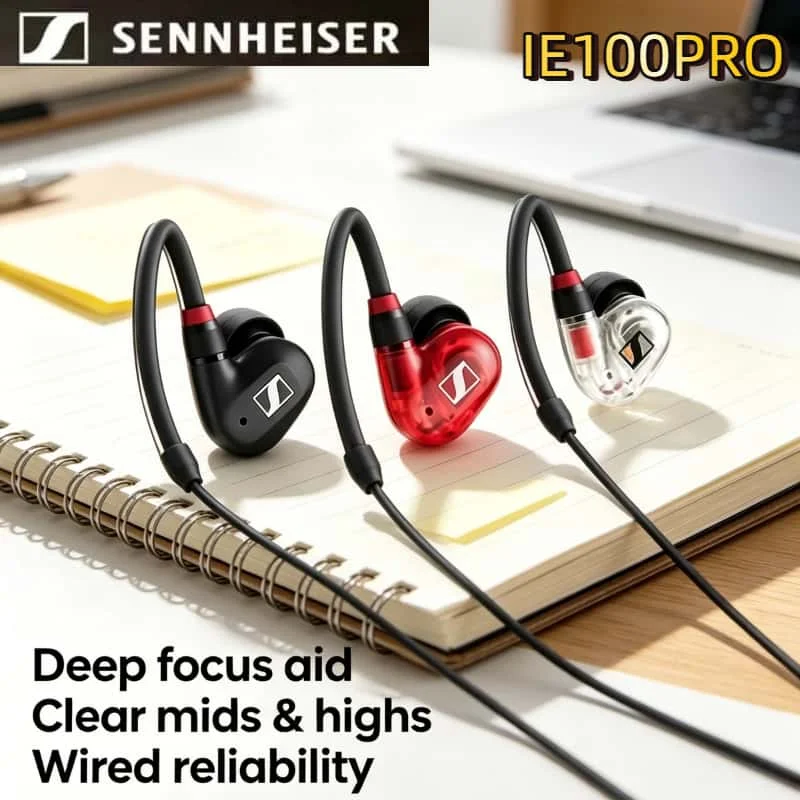 

2026 Original Sennheiser IE 100 PRO Wired In-ear Earphones 10mm Broadband Dynamic Driver Passive Noise Isolation Hi-Fi Monitor
