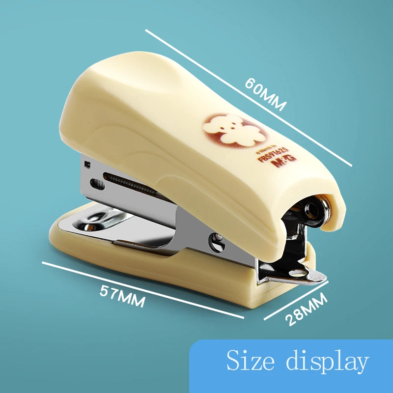 M&G Mini Cartoon Stapler, includes staples, stapler tail with staple remover design, suitable for 24/6 staples, for student and