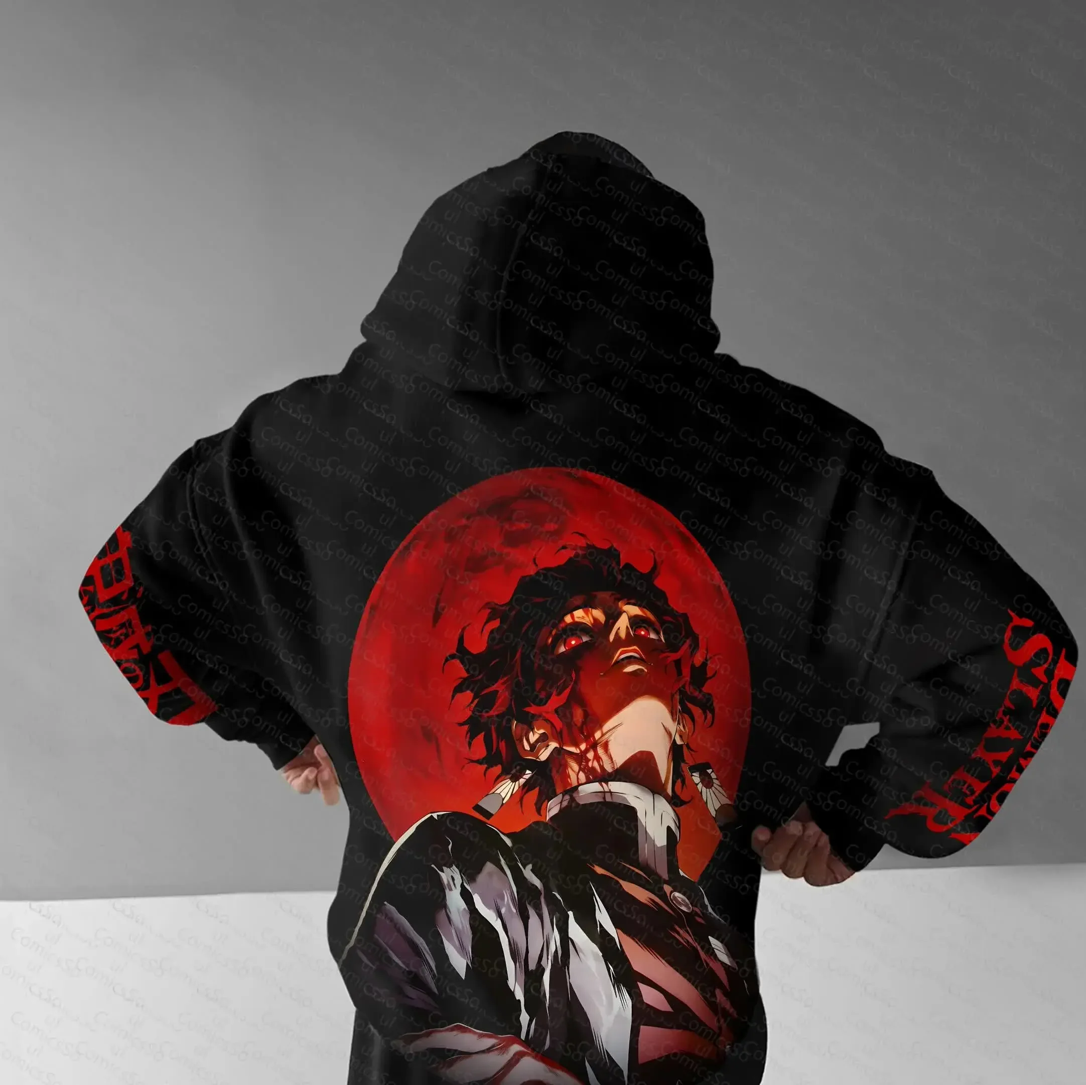 Demon slayer anime moletom com capuz das mulheres dos homens streetwear casual solto hip hop camisola de mangas compridas topos y2k inverno novo