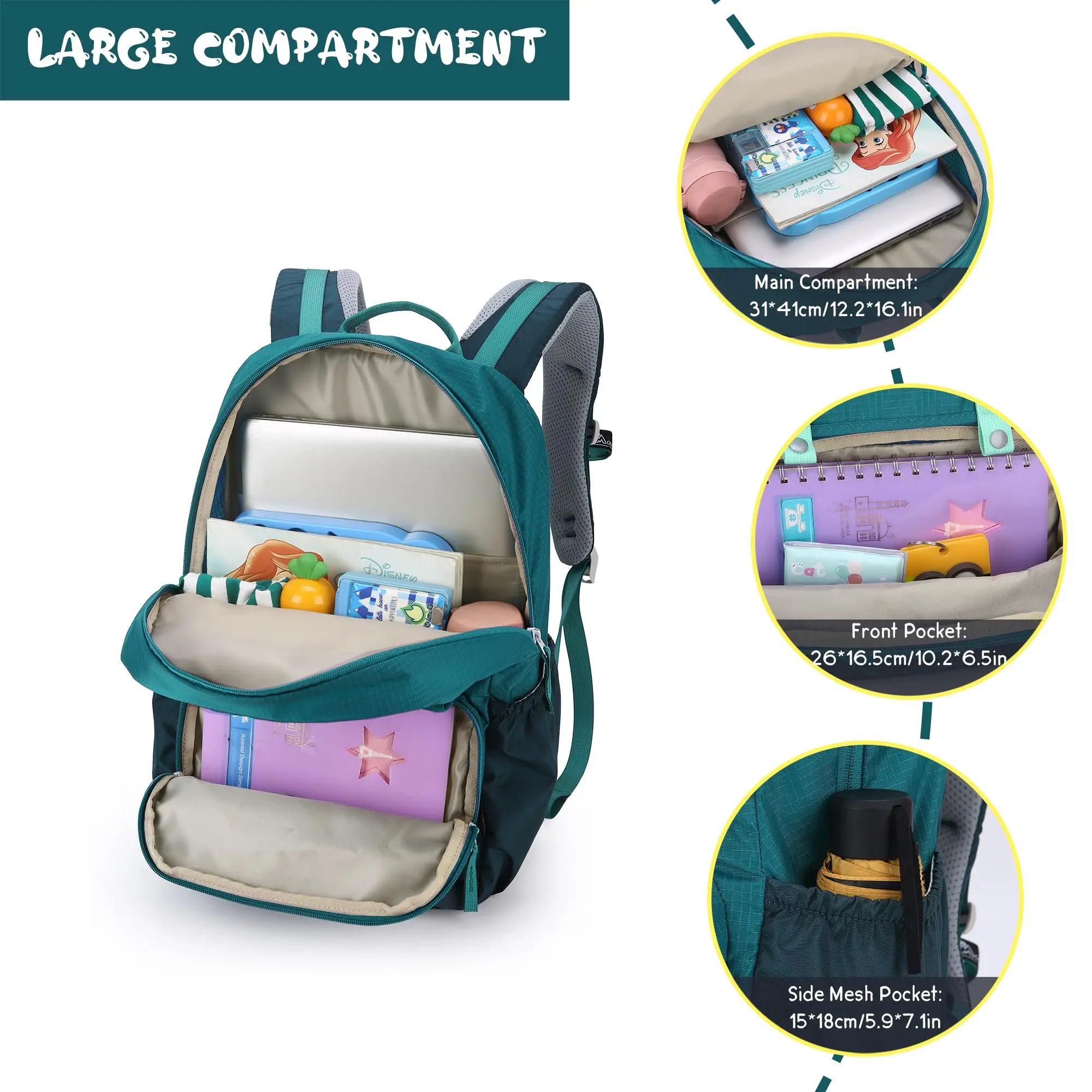 MOUNTAINTOP Kids Backpack 20L for Boys Girls Nylon School Backpack Durable Children Elementary Daypack