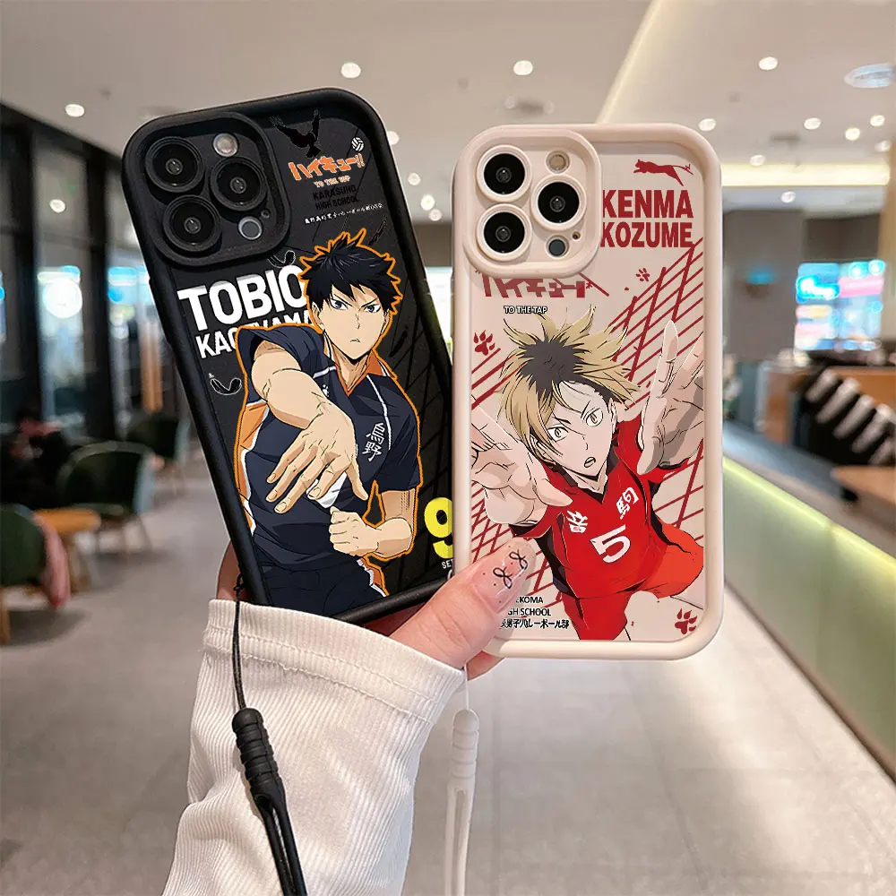 Anime Shoyo Hinata Haikyuu Phone Case for IPhone 16 15 14 13 12 11 Pro Max Mini XR XS X 7 8 Plus Soft Back Cover With Hand Strap