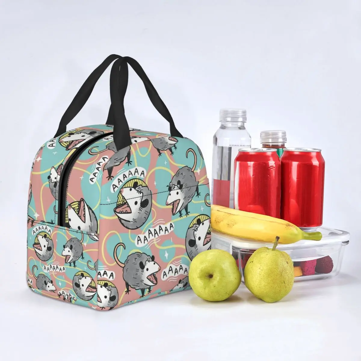 Opossum Screm Insulated Lunch Bag for Camping Travel Animal Pet Resuable Thermal Cooler Lunch Box Women Kids
